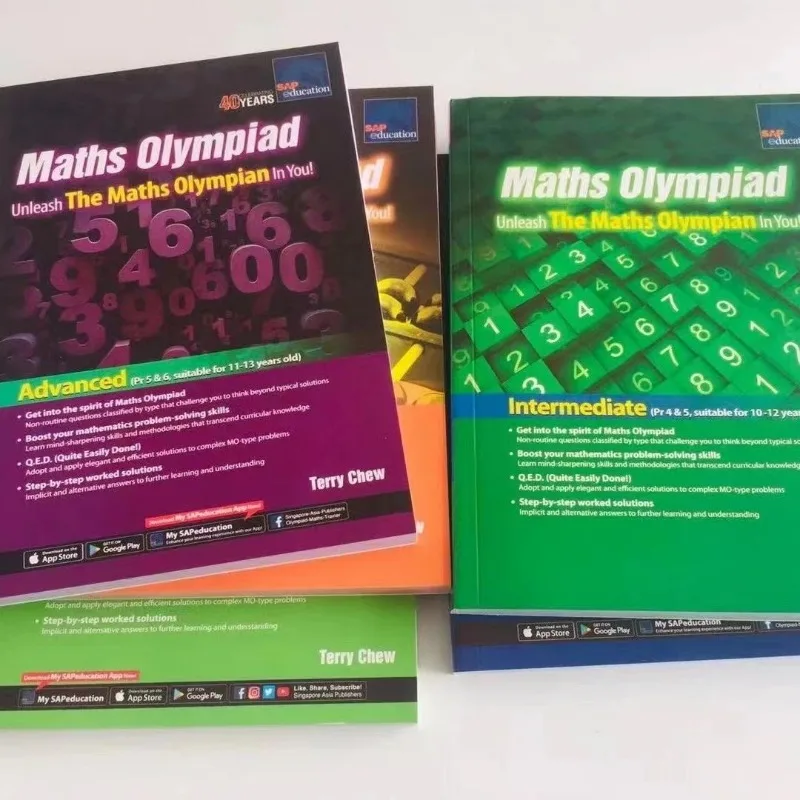 Juego de 5 libros de matemáticas de savia, Olympiad, escuela primaria, entrenamiento de pensamiento matemático, ejercicio, preguntas de matemáticas, libro en inglés - imagen 3