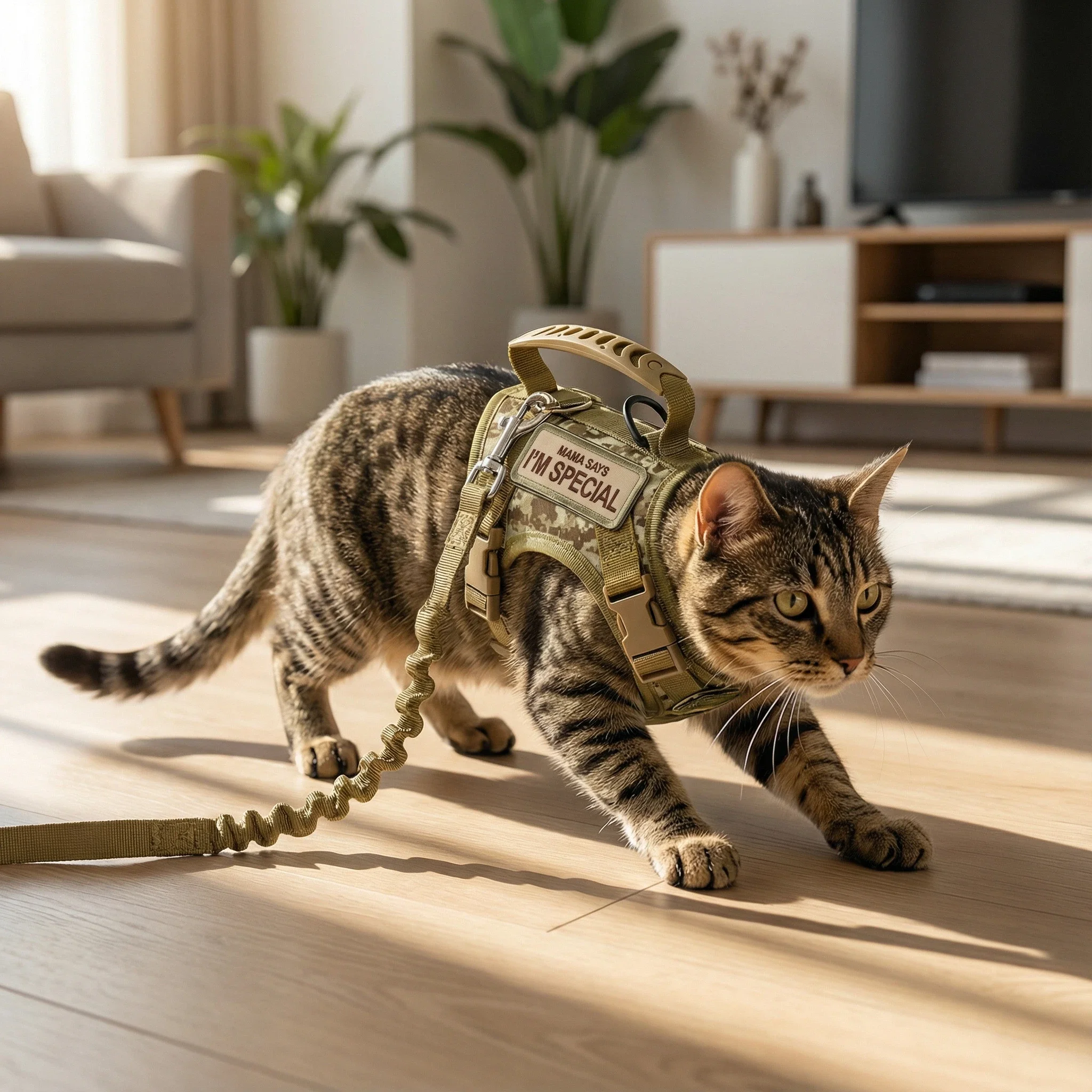 Chaleco militar táctico para perros y gatos con arnés y correa