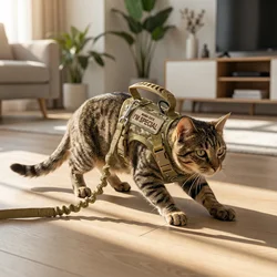 Chaleco militar táctico para perros y gatos con arnés y correa