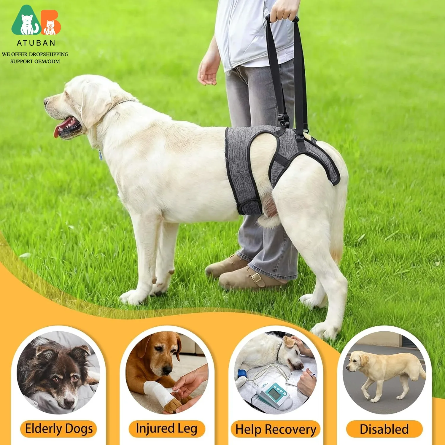 Arnés de soporte para patas traseras ajustable perros grandes - imagen 3