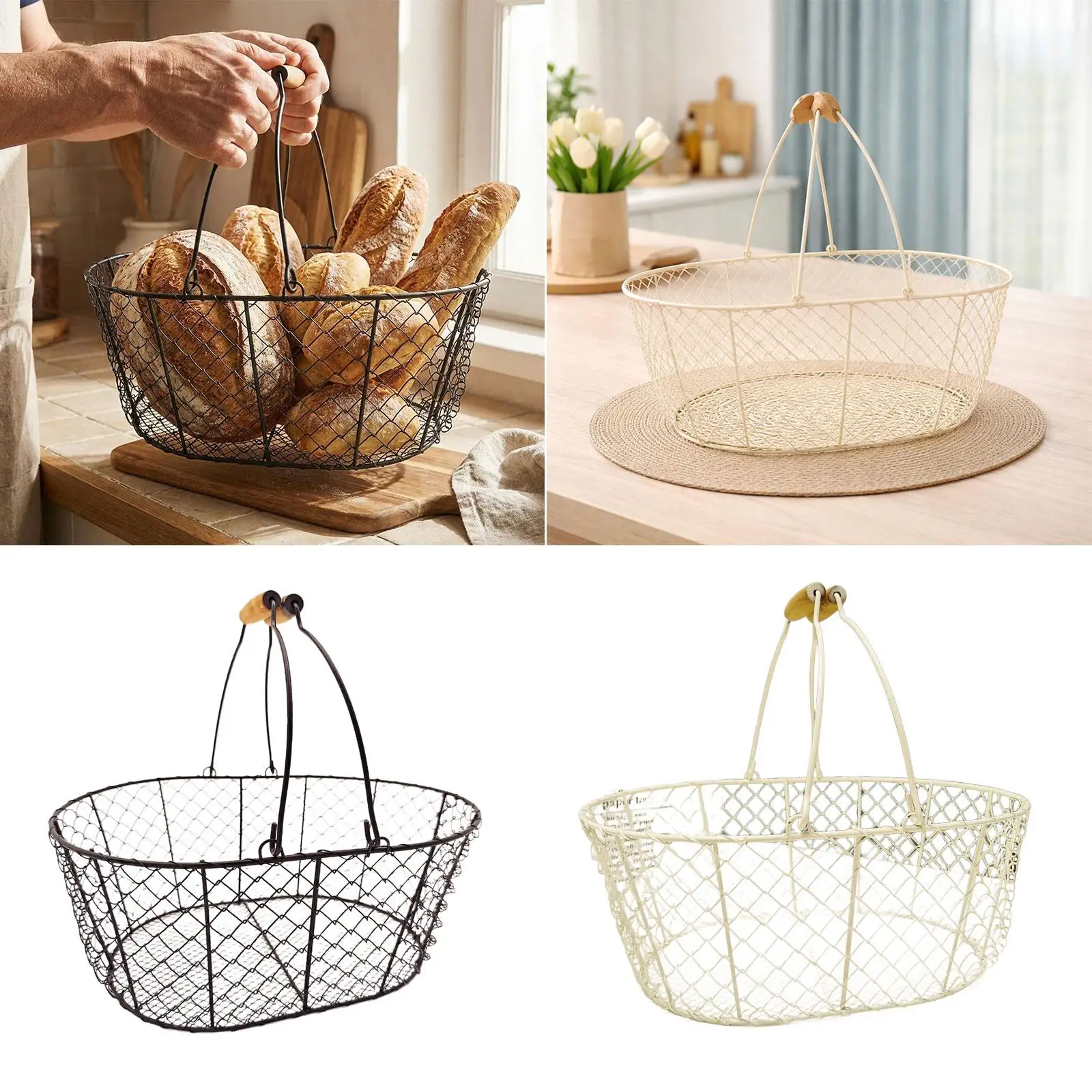 Organizador de alambre para cocina y despensa – Cesta multiuso para comida - imagen 4
