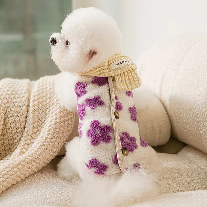 Ropa de invierno con estampado para perro, cárdigan de punto cálido para cachorro, Schnauzer, caniche, gato, chaleco para perro pequeño, ropa de algodón para regalo - imagen 2