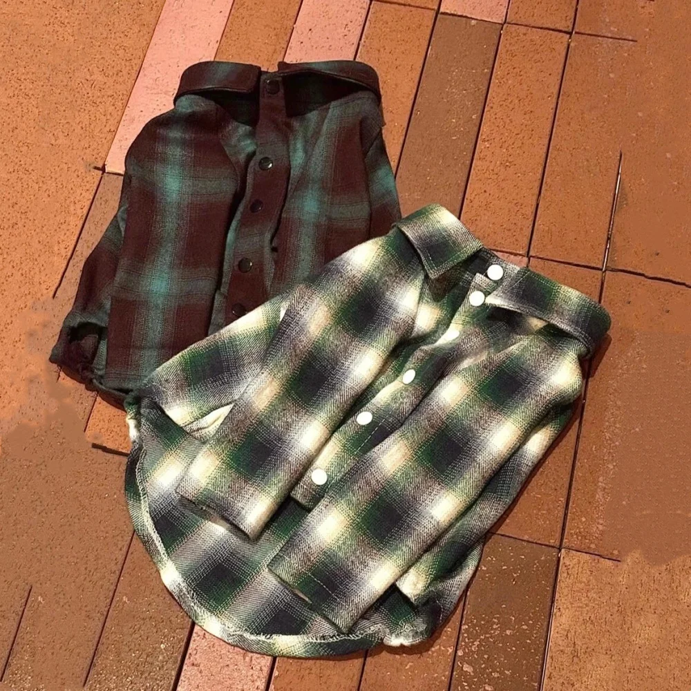 Elegante camisa de cuadros clásica con solapa para whippet en primavera abrigo de algodón suave estilo british college para galgo italiano en otoño - imagen 3