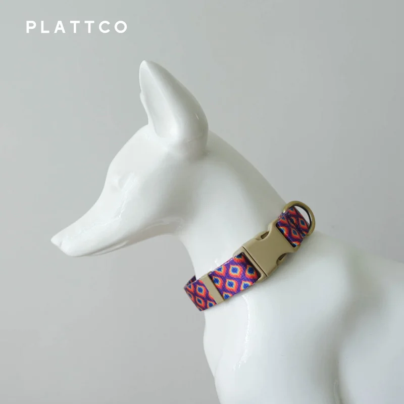 Fabricantes PLATTCO, mascota de transferencia de calor colorida personalizada con correa, Collar de perro ajustable, gema de arcoíris PDC362 - imagen 3
