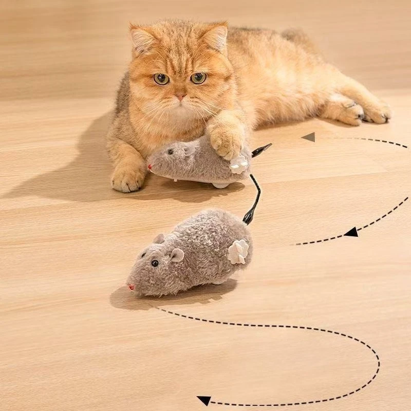 Ratón de peluche interactivo para gatos con cuerda - imagen 3