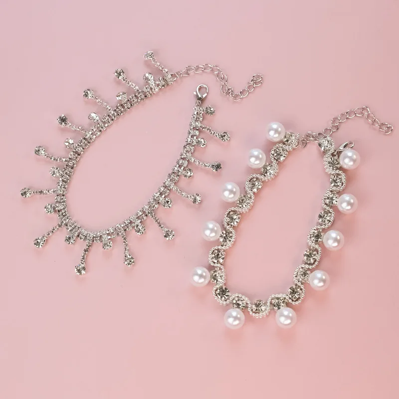 Collar de princesa perla para mascotas: cadena de plata ajustable, collar de diseño floral de lujo para gatos, yorkies y perros pequeños - imagen 2