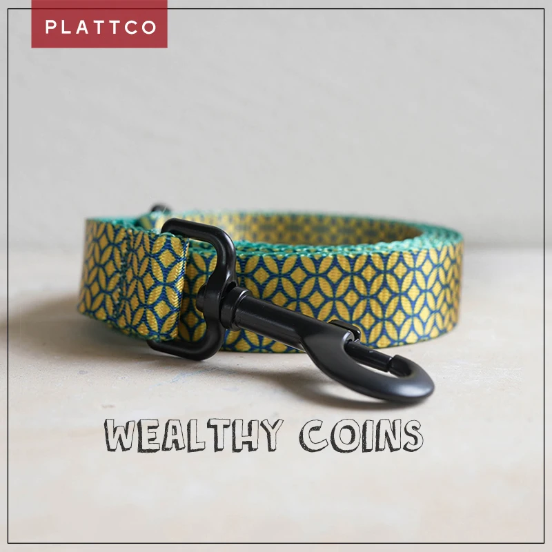 PLATTCO Correa para perros grande, mediana y pequeña, de diseño único, MONEDAS DE SEGURIDADES, hebilla de aleación de zinc de alta calidad, 5 tamaños PDL305