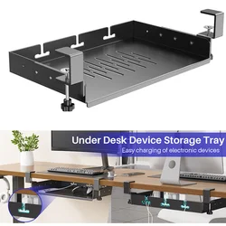 Organizador de cables y bandeja de metal para escritorio y hogar