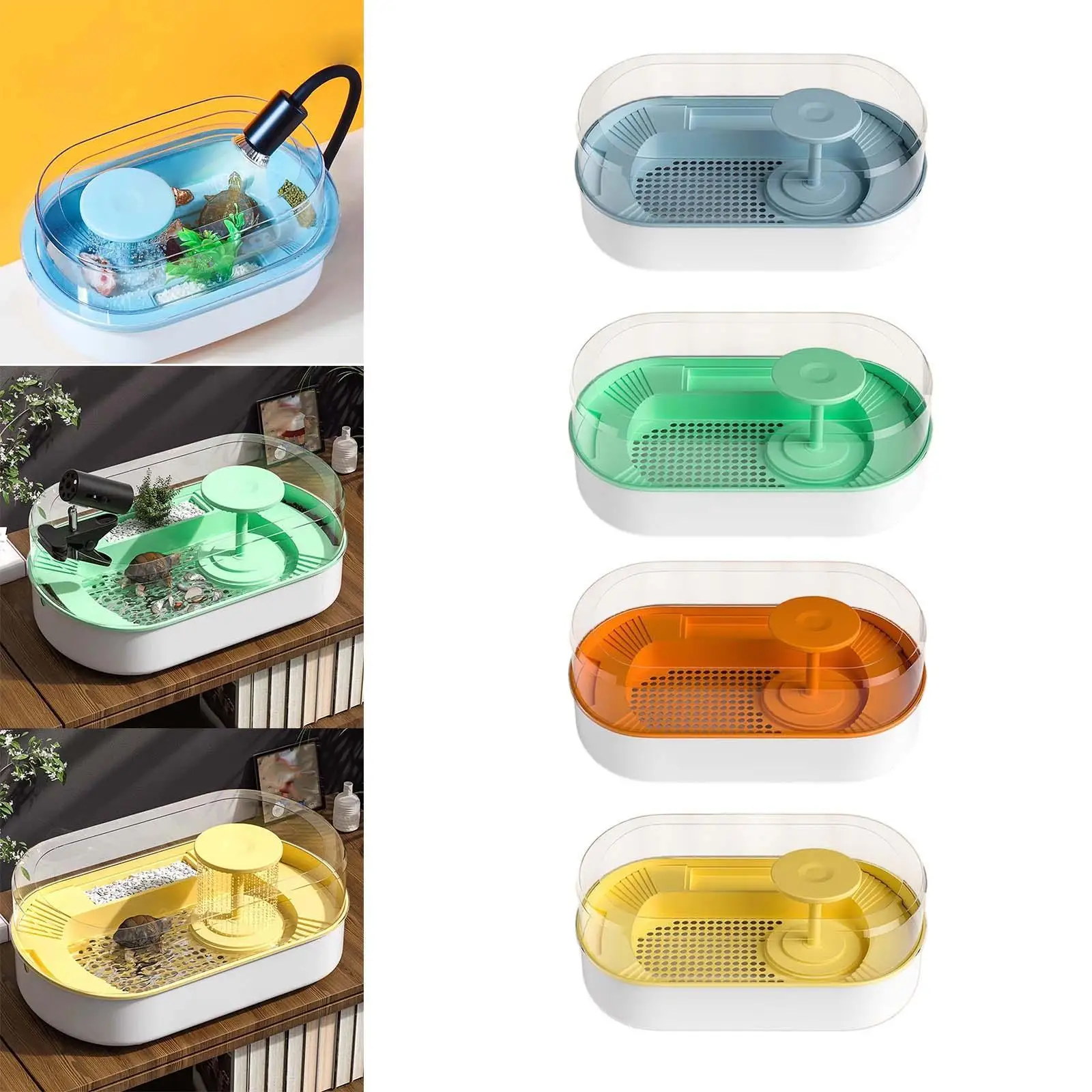 Reptile Habitats Feeding Box Tortoises Resting Decor Small Amphibious Creatures with Platform Turtle Breeding Tank Reptile Tank