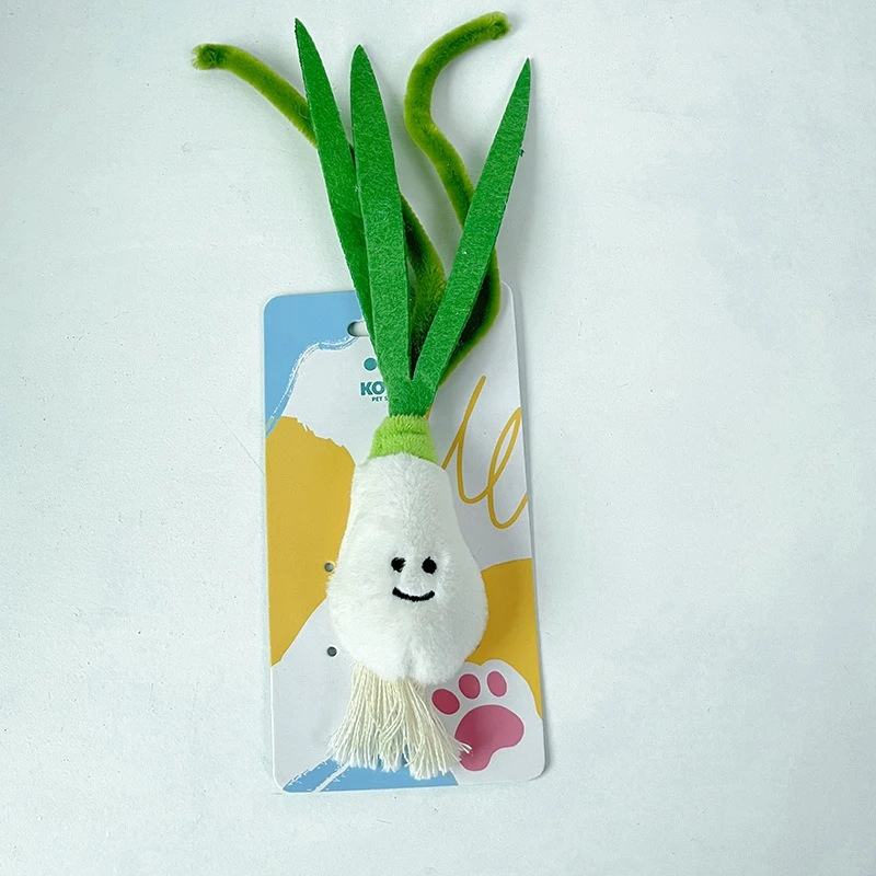 Juguete de peluche para masticar para gatos, cebollino simulado interactivo, lindo gatito chirriante, accesorios para gatos resistentes a mordeduras