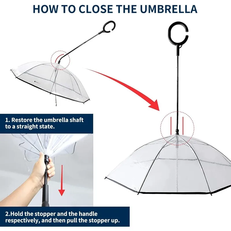 Paraguas portátil para perros pequeños, paraguas transparente para mascotas para perros en días lluviosos que caminan con correa ajustable, fácil de instalar - imagen 3