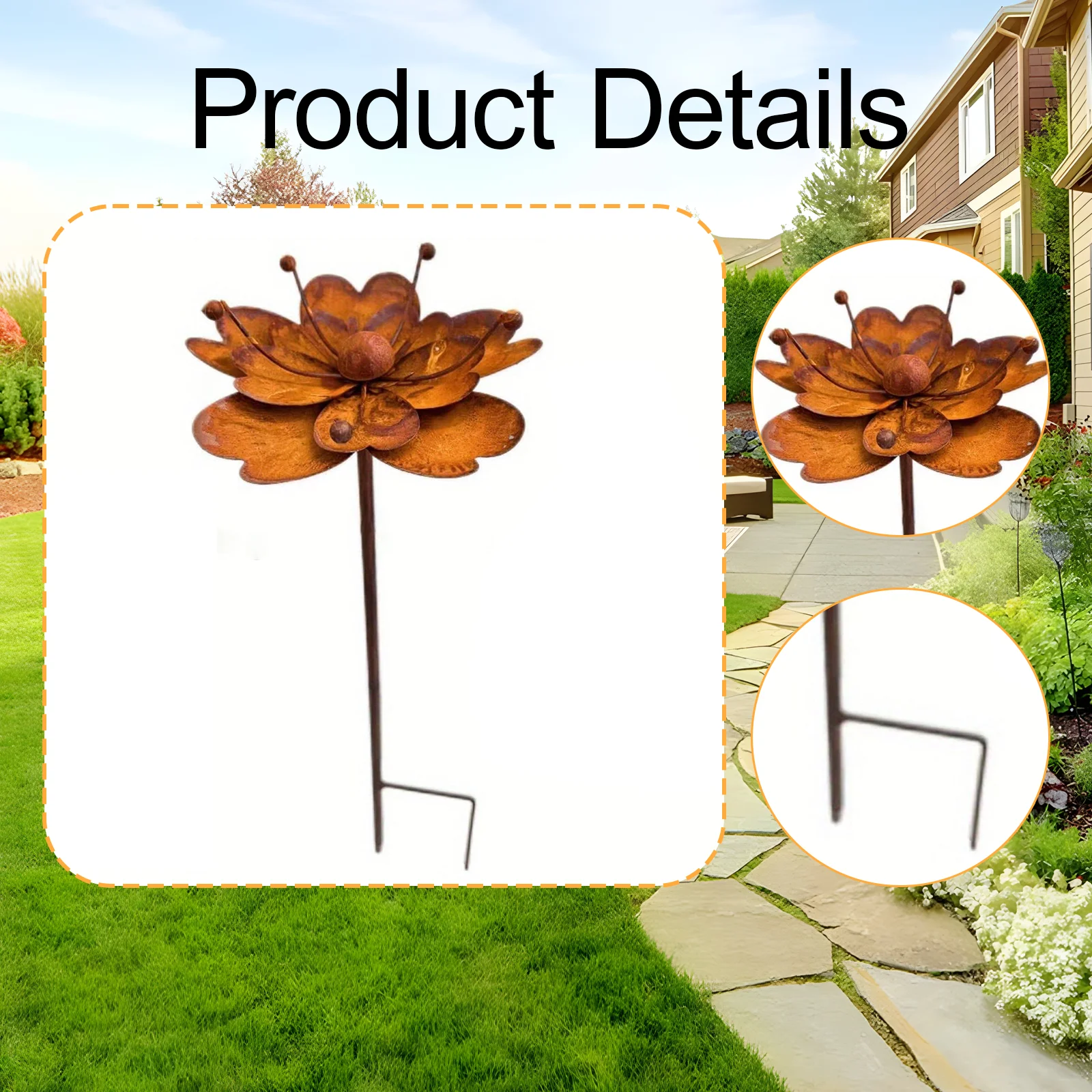 Flowers Garden Stake Lawn Ornament Yard Stake Garden Decor for Yard Pathway Outside