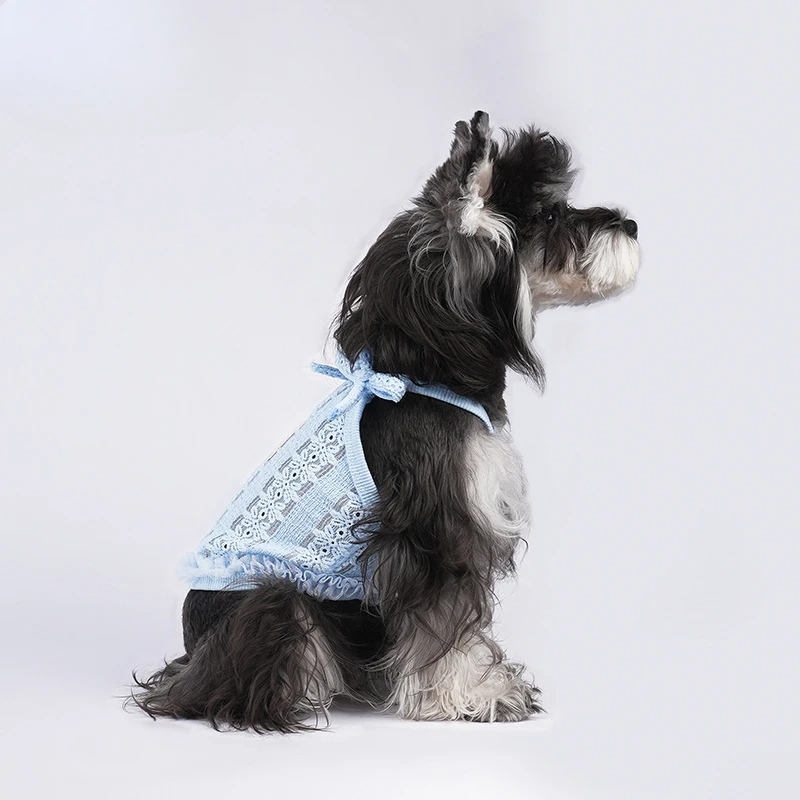 Camisola de encaje fresco para mascotas, chaleco Schnauzer Yorkshire, traje transpirable para caminar para perros dulces, ropa para cachorros, chaleco refrescante para perros - imagen 2
