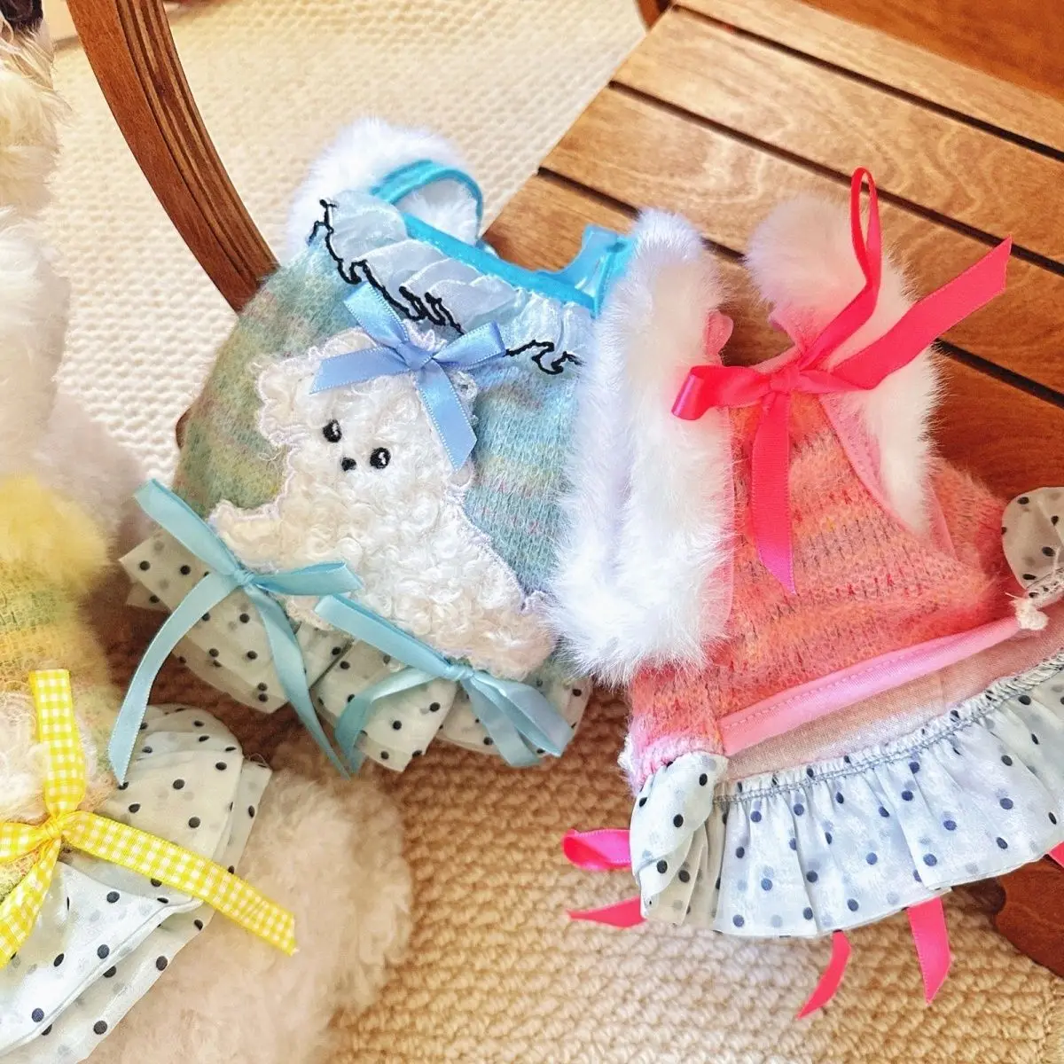 Camisola de felpa bonita para otoño e invierno, vestido de punto, chaleco, pijamas para mascotas, ropa para el hogar, vestidos para perros pequeños, ropa para cachorros - imagen 5