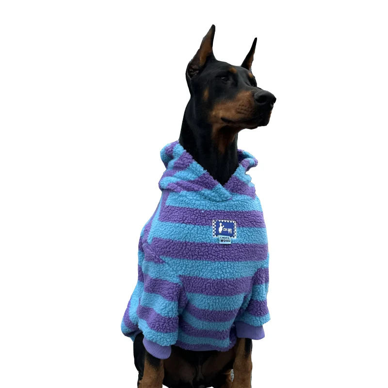 Sudaderas con capucha para perros grandes, abrigo cálido a rayas para perros grandes, ropa suave para perros grandes, sudaderas con capucha para Golden Retriever Doberman - imagen 5