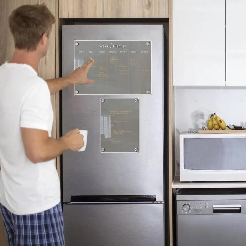 Pizarra magnética acrílica para escribir, pizarra magnética de borrado en seco para nevera, planificador semanal - imagen 2