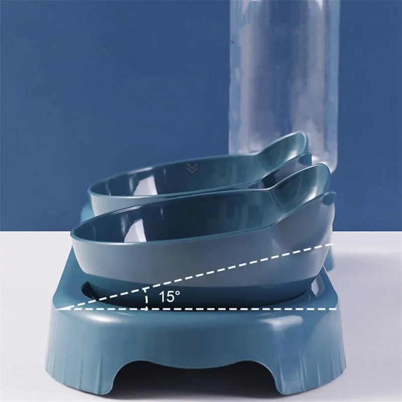 Comedero automático de Material plástico para gatos, cuenco de comida para perros con soporte elevado para beber, plato doble, suministros para gatos - imagen 3