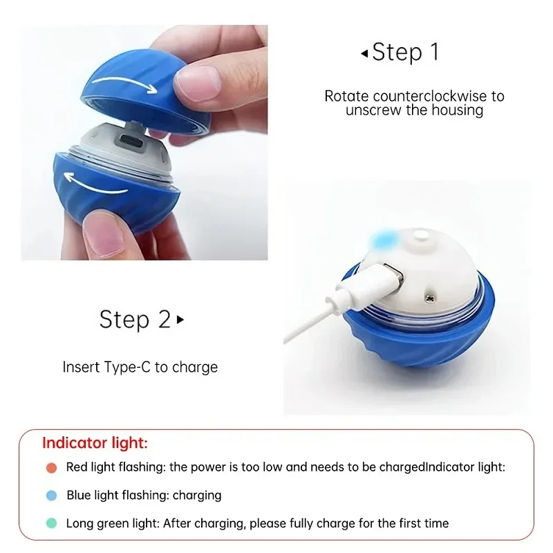 Pelota de juguete para perros, pelota rodante que rebota en movimiento automático, USB, cachorro inteligente, pelota interactiva de juguete para masticar para perros - imagen 2