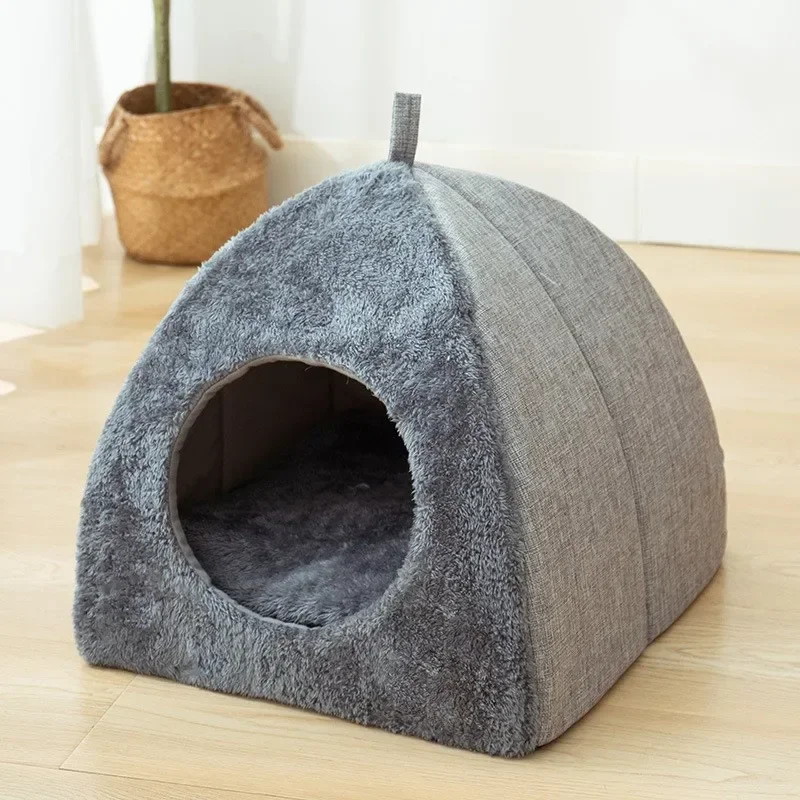 Nuevo nido triangular para gatos, casa cerrada para gatos, nido para mascotas, nido para perros de sueño profundo cálido y grueso, suministros para mascotas, cama cerrada para gatos, tiendas para gatos - imagen 4