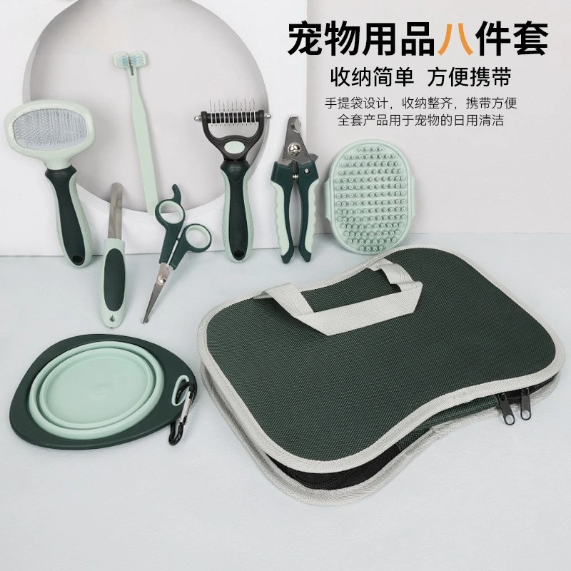 Juego de peines para mascotas, tijeras de belleza para perros y gatos, peines de aguja para depilación, cepillo de baño, peine de nudo abierto, cuenco para gatos, suministros de cepillo de dientes para lavabo para perros - imagen 3