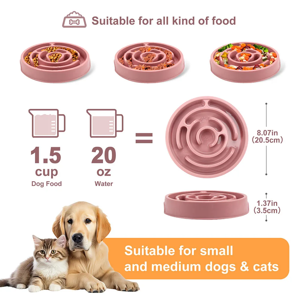 Cuenco de alimentación lenta para perros, cuenco de comida para mascotas antiasfixia para perros, cuenco de alimentación antideslizante para cachorros para evitar la hinchazón, suministros duraderos para mascotas - imagen 2