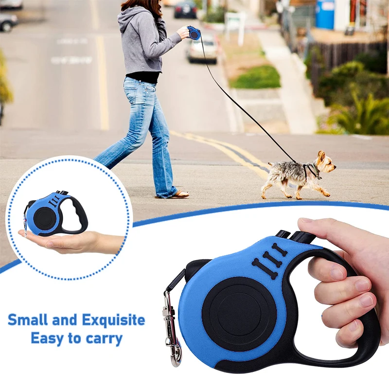 Cuerda de tracción automática para mascotas, correa/cinta de nailon fuerte, 3m/5m, cuerda retráctil para perros pequeños y medianos - imagen 3