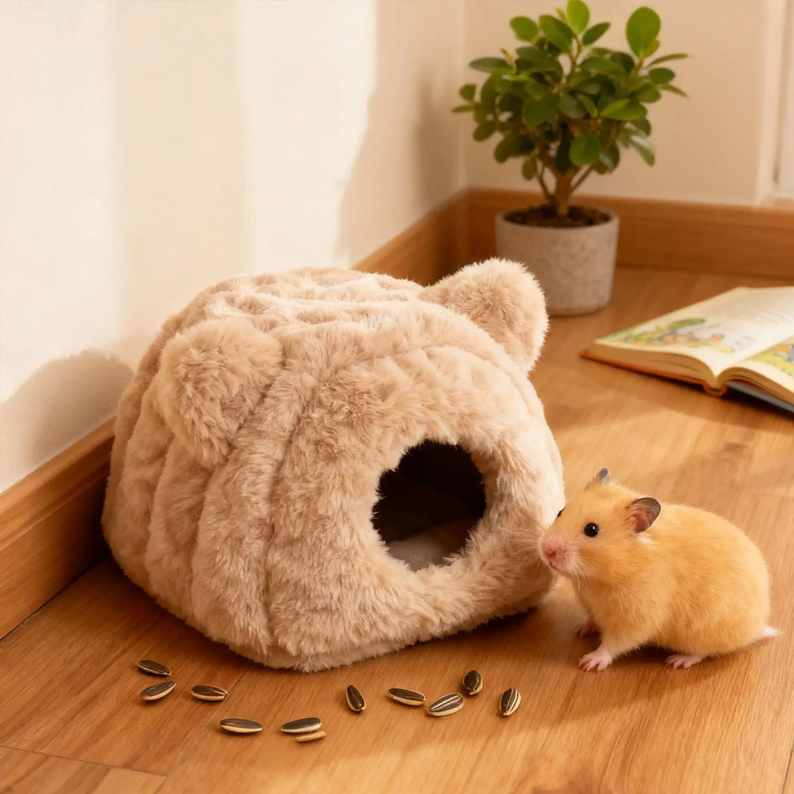 Linda cama para hámster, acogedora y cálida ropa de cama para animales pequeños de invierno, escondite de hábitat suave para ratas y gerbiles, mascotas pequeñas, hurón enano
