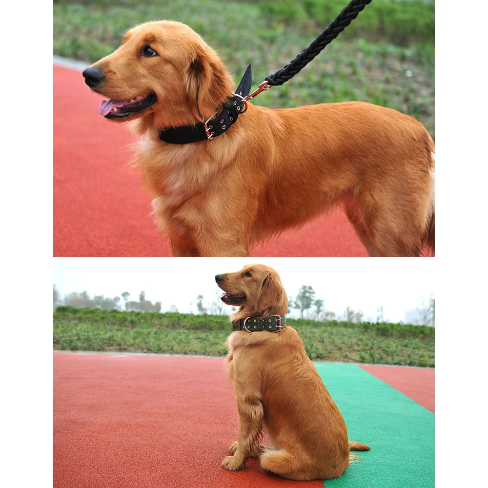Collares para perros gruesos militares anchos y resistentes para perros grandes Collar táctico de nailon fuerte ajustable para mascotas con hebilla de Metal de 2 filas - imagen 5