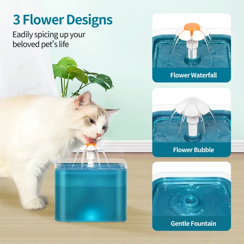 Dispensador automático de agua para mascotas, bebedero transparente silencioso con USB, tazón alimentador para perros, con pantalla LED de nivel, 2L - imagen 4