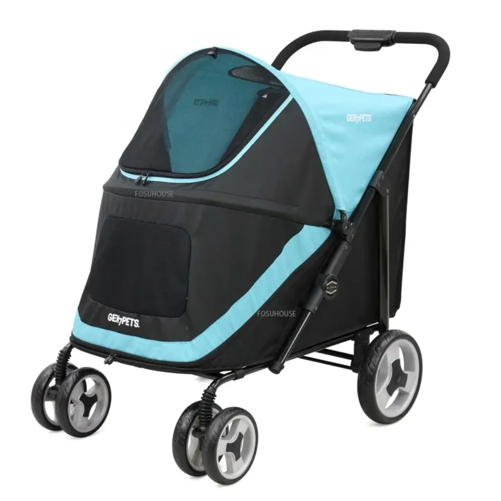 Cochecito de transporte para mascotas, carrito para perros pequeños y medianos, de 4 ruedas, plegable, de gran capacidad, para viajes al aire libre