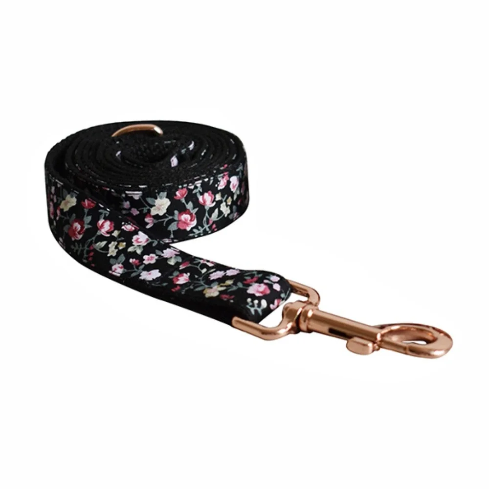 Collar personalizado con flor negra para mascotas, etiqueta de identificación para cachorros y gatos, nombre personalizado ajustable, hebilla de oro rosa, correa básica naranja para perros - imagen 3