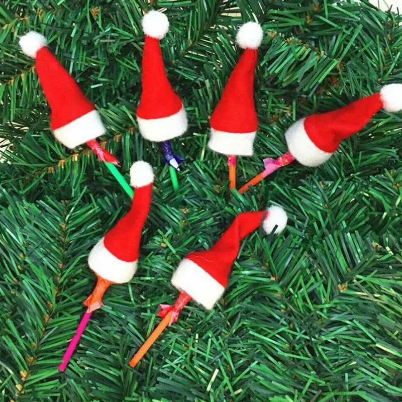 Sombreros de Papá Noel para botella de vino, cubiertas de piruleta, tenedor de Navidad, 10 piezas - imagen 4