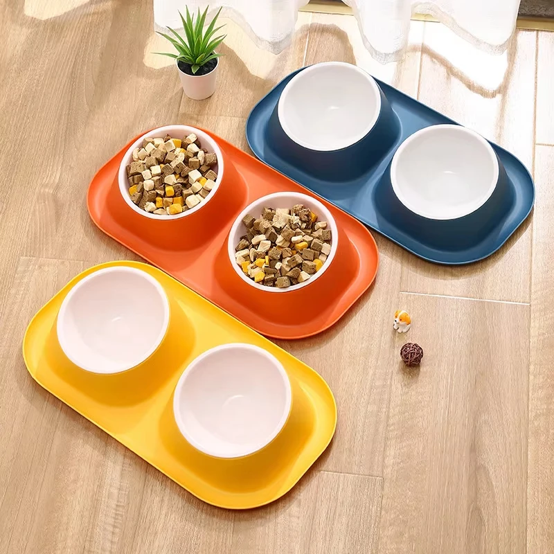 Cuenco doble de acero inoxidable para perros y gatos, contenedor de comida para gatos, Base antideslizante, alimentador de agua para mascotas, cuencos de protección para el cuello, 1 ud. - imagen 4