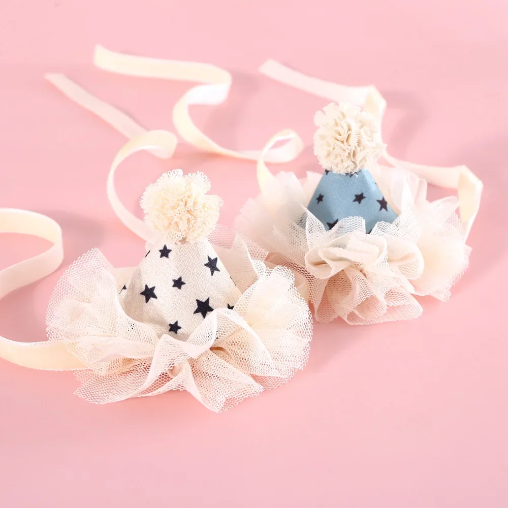 Sombrero de cumpleaños tridimensional con lentejuelas de encaje para perros, accesorios para gatos, sombreros con lazo, suministros para mascotas dulces, accesorios para mascotas - imagen 4