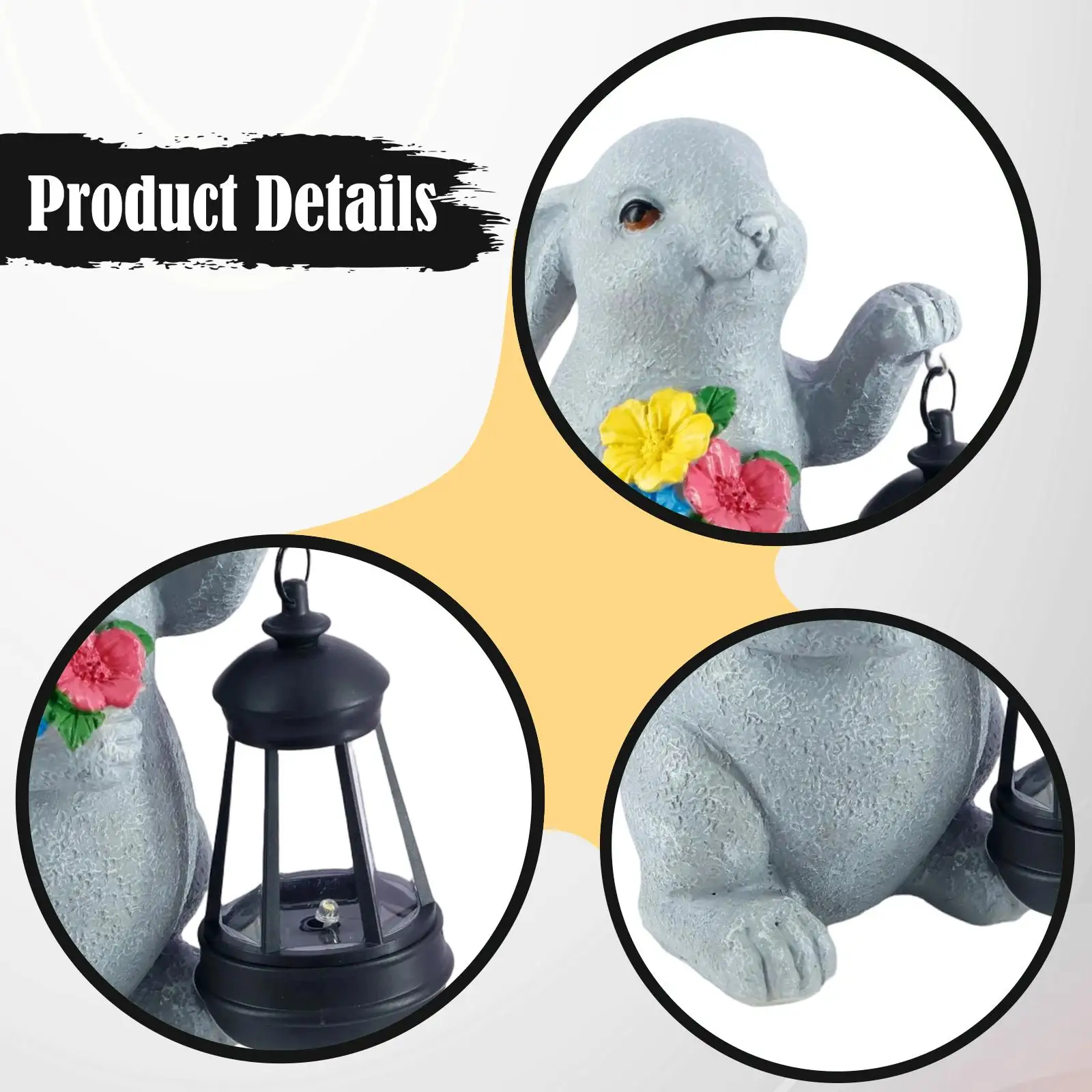 Estatua solar para jardín: conejo de resina decorativa de Pascua - imagen 4