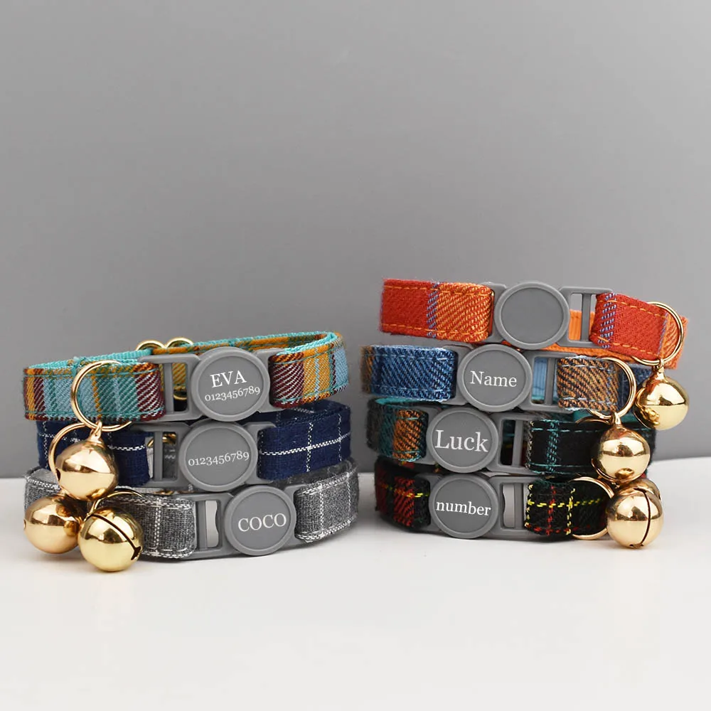 Collar de gato con lazo ajustable, collar de seguridad personalizado para mascotas, nombre personalizado, suave - imagen 2