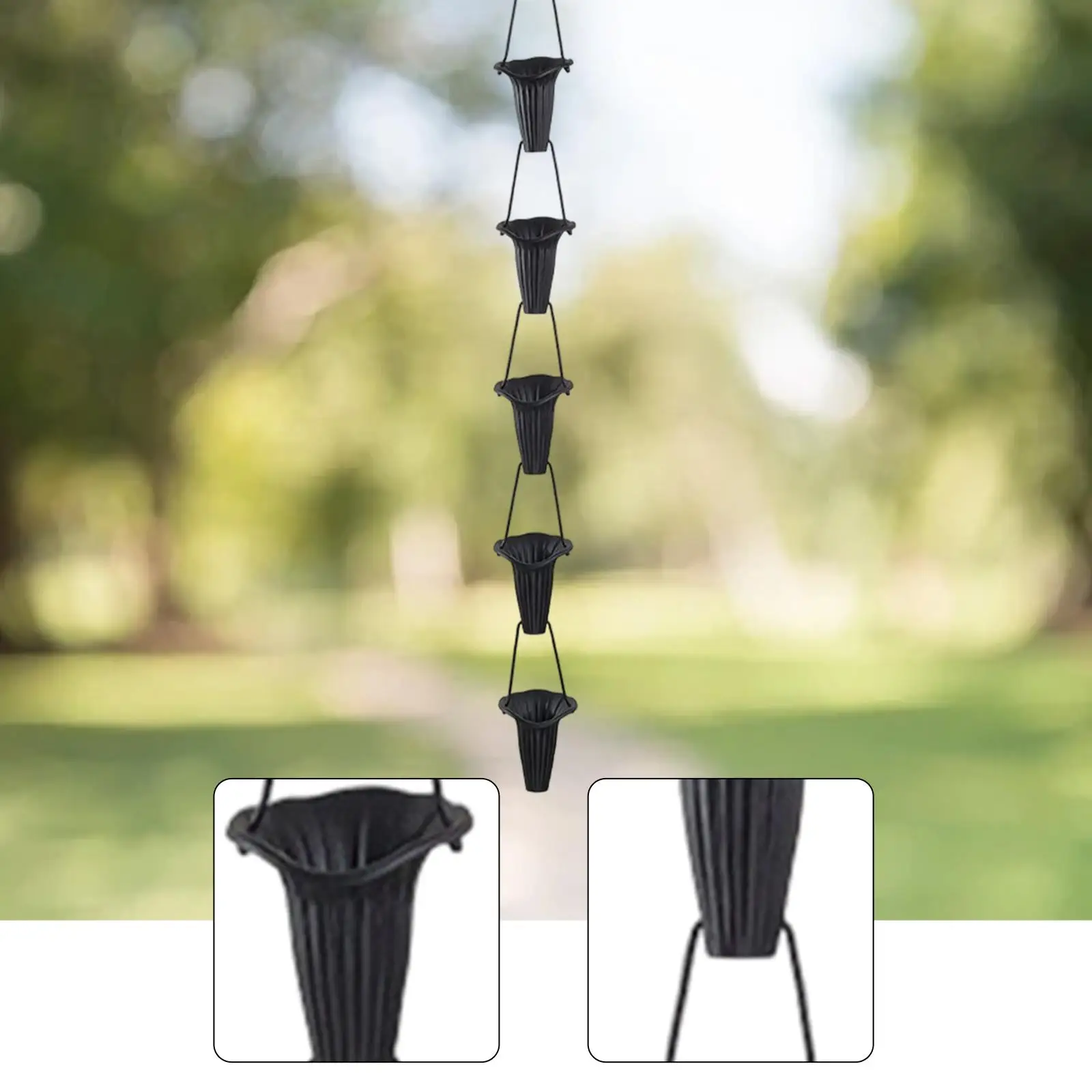 Vintage Hanging Rain Chain Trumpet Flower Eaves Gutter Chain Decorative Water Diverter for Yard House Courtyard