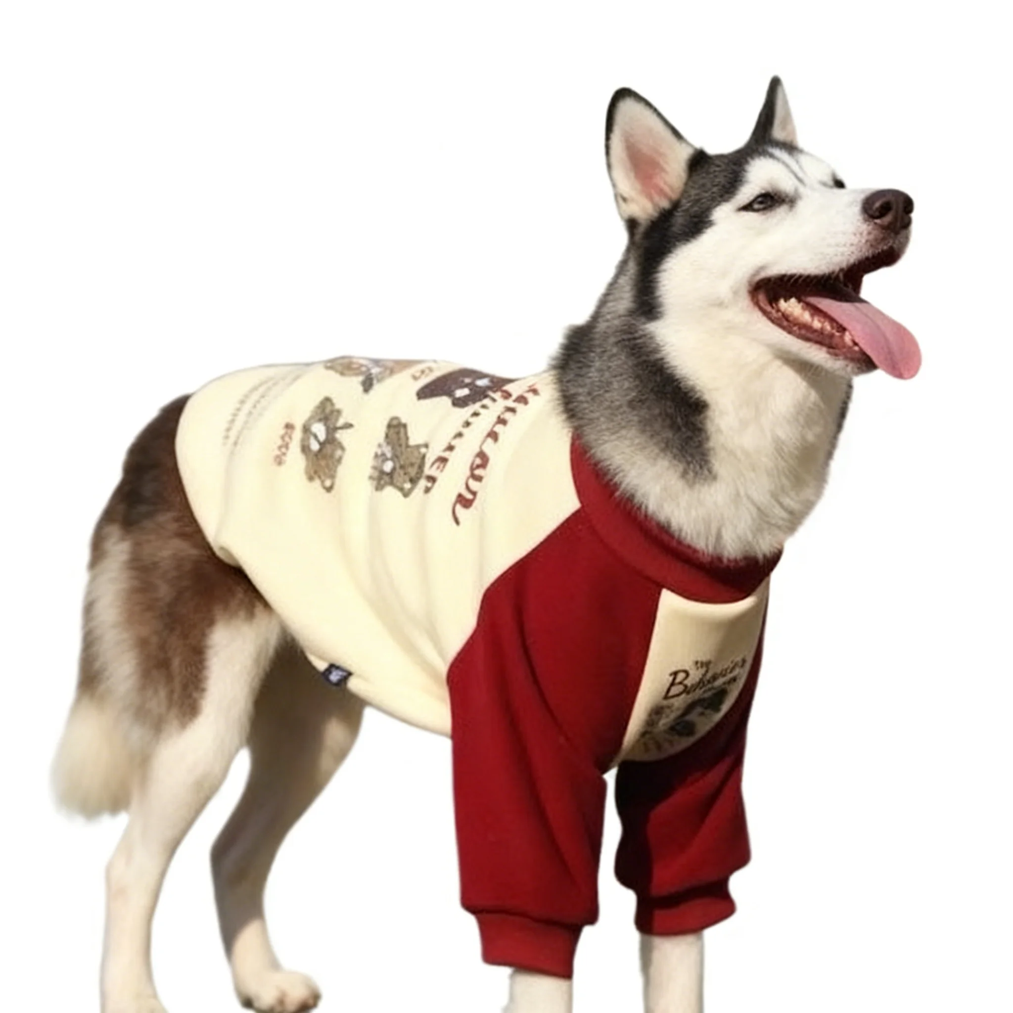 Sudaderas con capucha para perros grandes, sudadera de otoño e invierno, ropa para mascotas para perros medianos y grandes, jersey con patrón de dibujos animados, abrigo, ropa Husky Pitbull - imagen 2