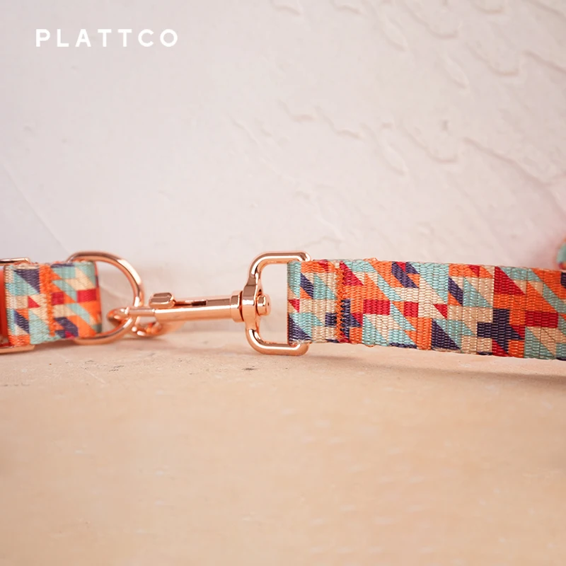 PLATTCO conjunto de perro de diseño único estampado patrón DESERT DUNES con hebilla de oro rosa de alta calidad 5 tamaños PDC310RG y PDL310RG - imagen 4