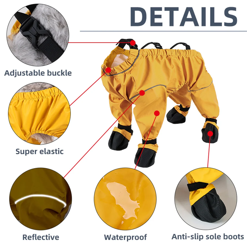 Los más nuevos pantalones antisuciedad para cachorros y perros pequeños, mono impermeable de PU para mascotas, monos Schnauzer para caniche, Botas de lluvia para mascotas, trajes - imagen 3