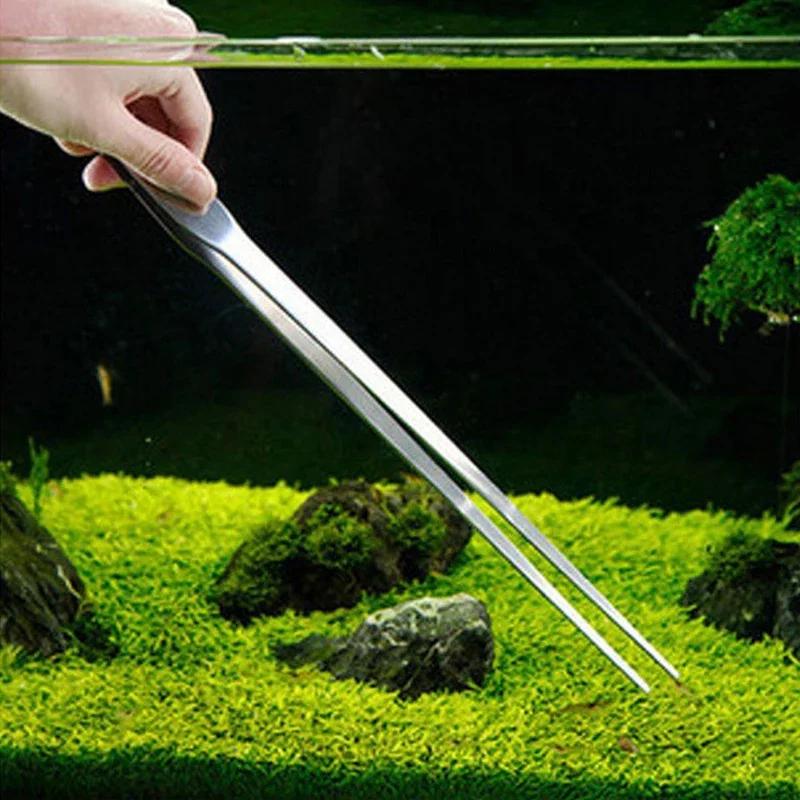 Pinzas de acero inoxidable súper gruesas para acuario, codo recto, Clip para césped y agua de Coral, pinzas para arrecife de camarones y mascotas, limpiadores de tanques de peces - imagen 4