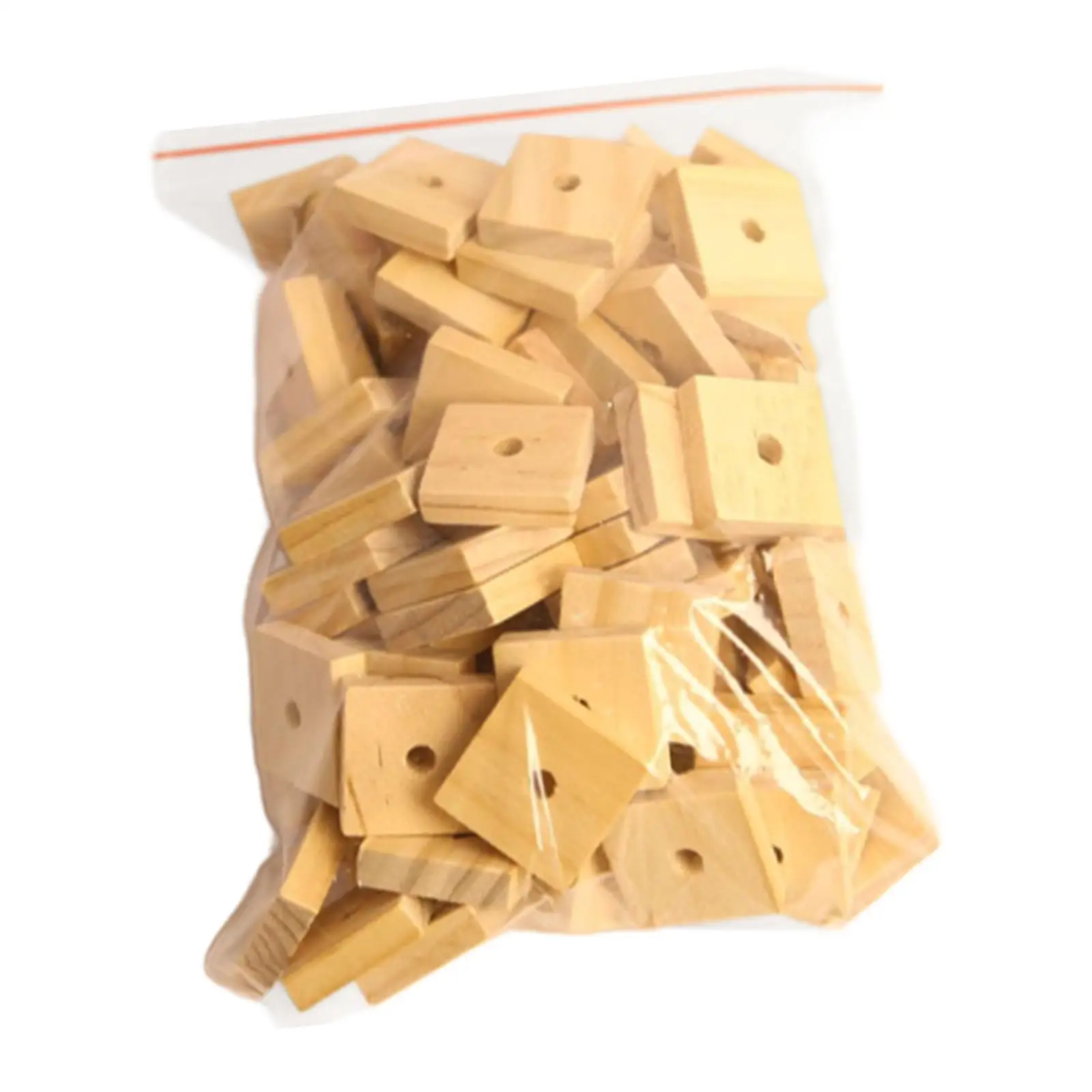 100Pcs Bird Chewing Blocks Wood Chips Parrot Toy Equipment with Holes Bird Chewing Toy Bird Toy for Cockatiels Budgies