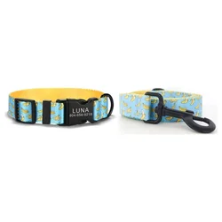 Collar personalizado ajustable para gato y perro con placa ID azul