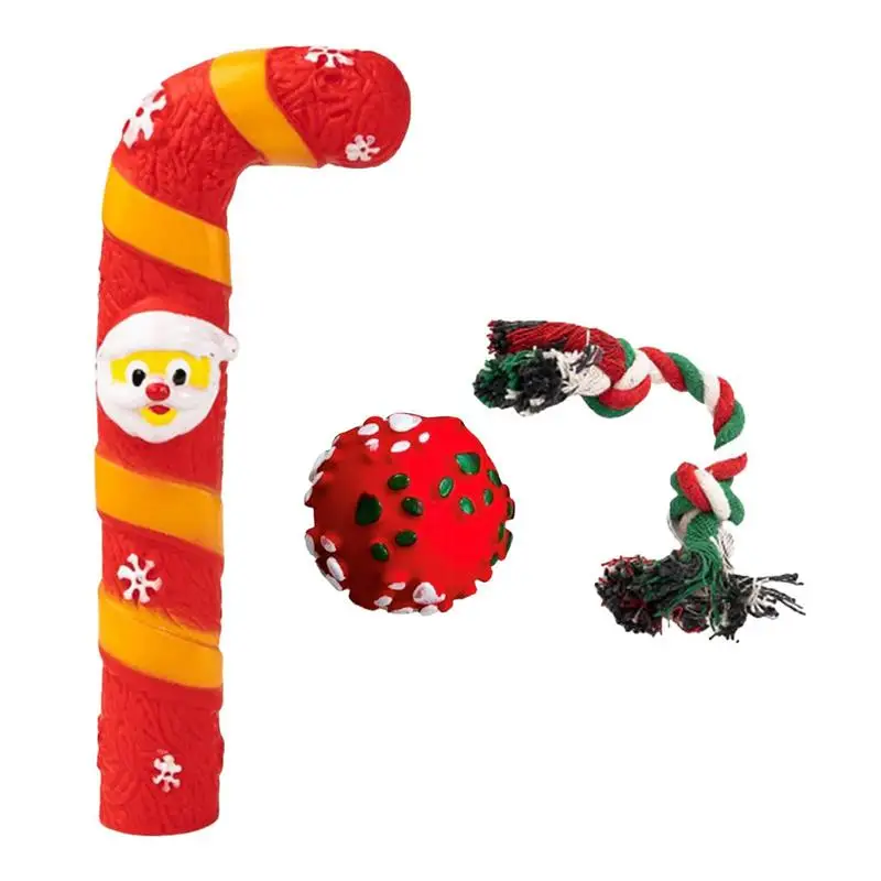 Juguete de goma para perro, juguete interactivo de colores brillantes para masticar, con temática navideña - imagen 3