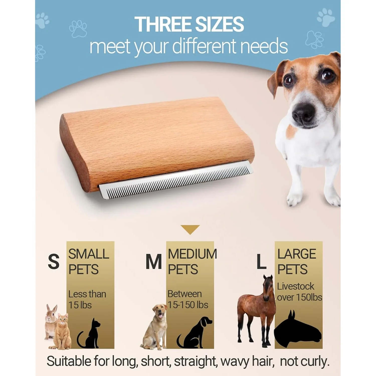 Cepillo para perros y suministros de aseo para gatos, herramienta de depilación para mascotas, ideal para todo tipo de piel, para mascotas de pelo corto y largo - imagen 3