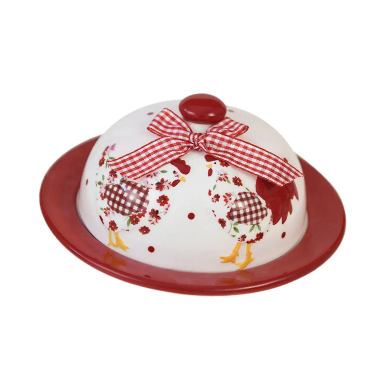 Dessert Tray Porcelain Plate Tableware Creative Utility Decorative Snack Cake Plate Red Floral Chicken Bowl for Hotel Home