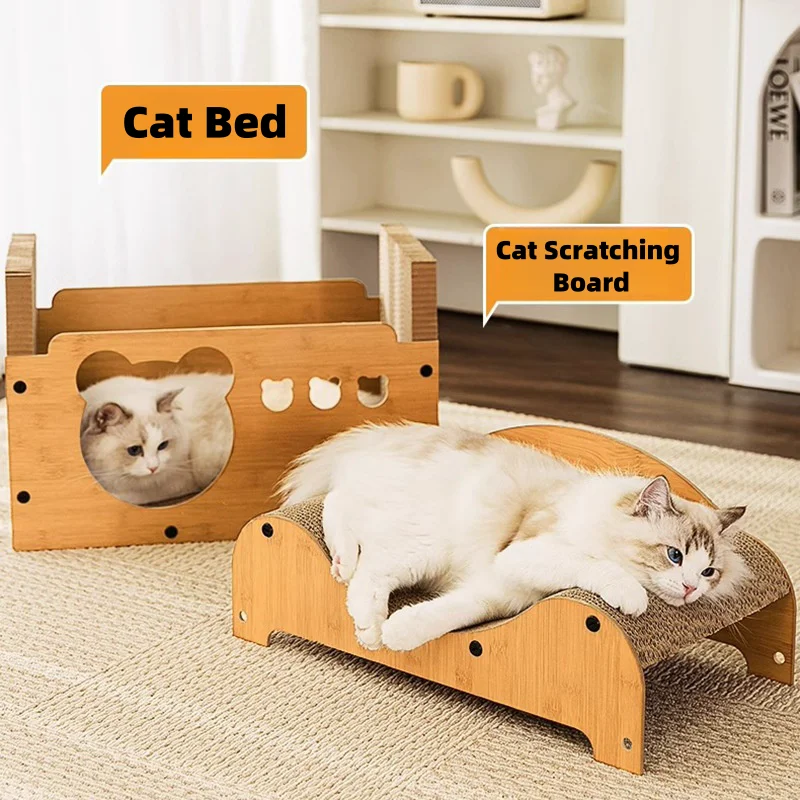 Casa rascador para gatos, Condo para gatos con tablero rascador para gatos, gran espacio, cama de cartón para gatos, cueva para descansar, rascador para gatos - imagen 3