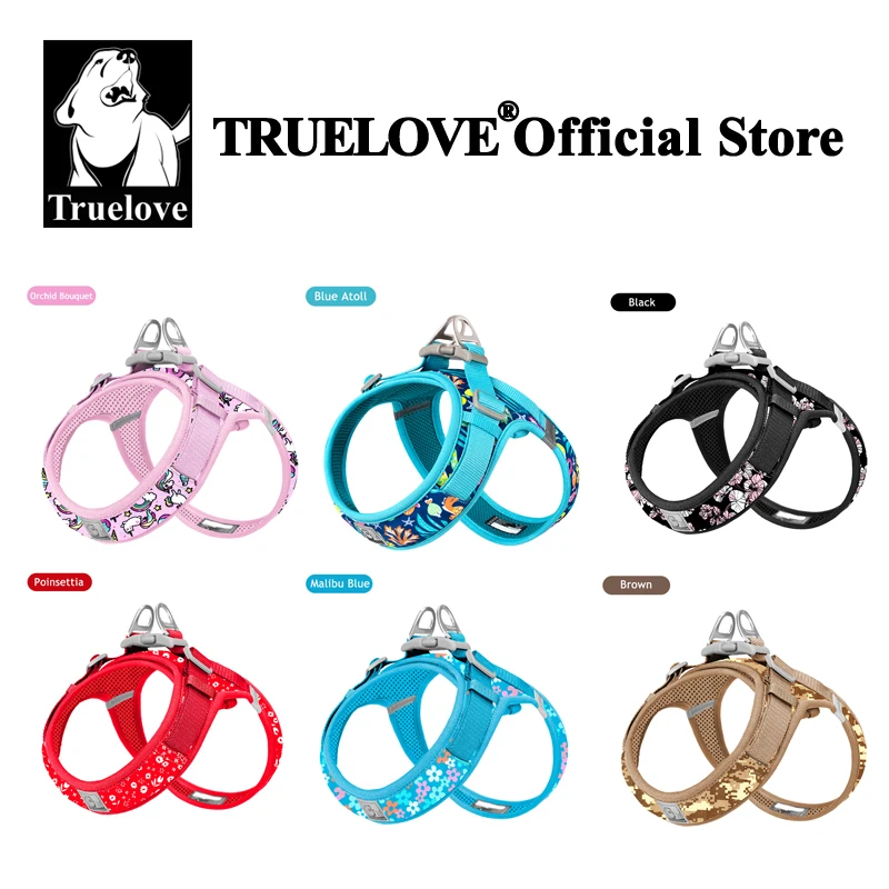 Truelove Arnés de malla con estampado floral para perros y gatos razas pequeñas y medianas para todo tipo de clima ajustable para caminar en verano TLH30131 - imagen 2