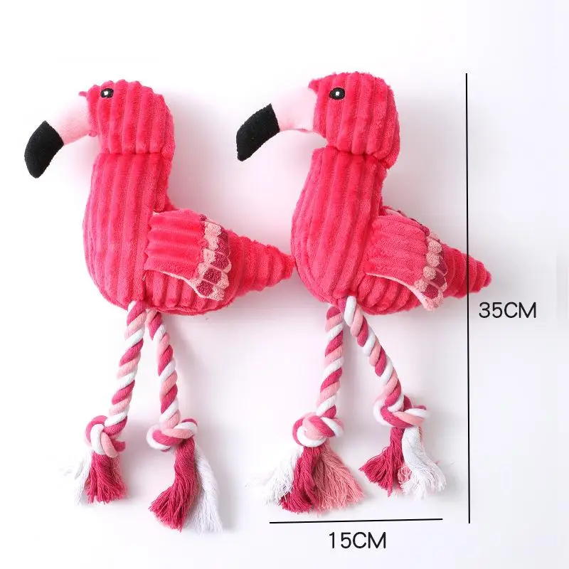 Juguetes chirriantes para perros, juguetes interactivos de dibujos animados con forma de flamenco para perros, juguetes para masticar, productos de entrenamiento, juguetes con sonido para cachorros pequeños Meduim - imagen 3