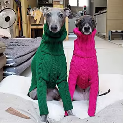 Suéter de punto torcido de cuello alto para perros, Galgo Italiano de Whippet, abrigo cálido para perros, ropa de invierno para perros